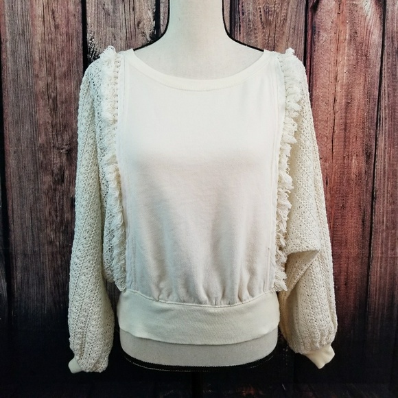 Free People Sweaters - Free People ivory fringe dolman sleeve sweater